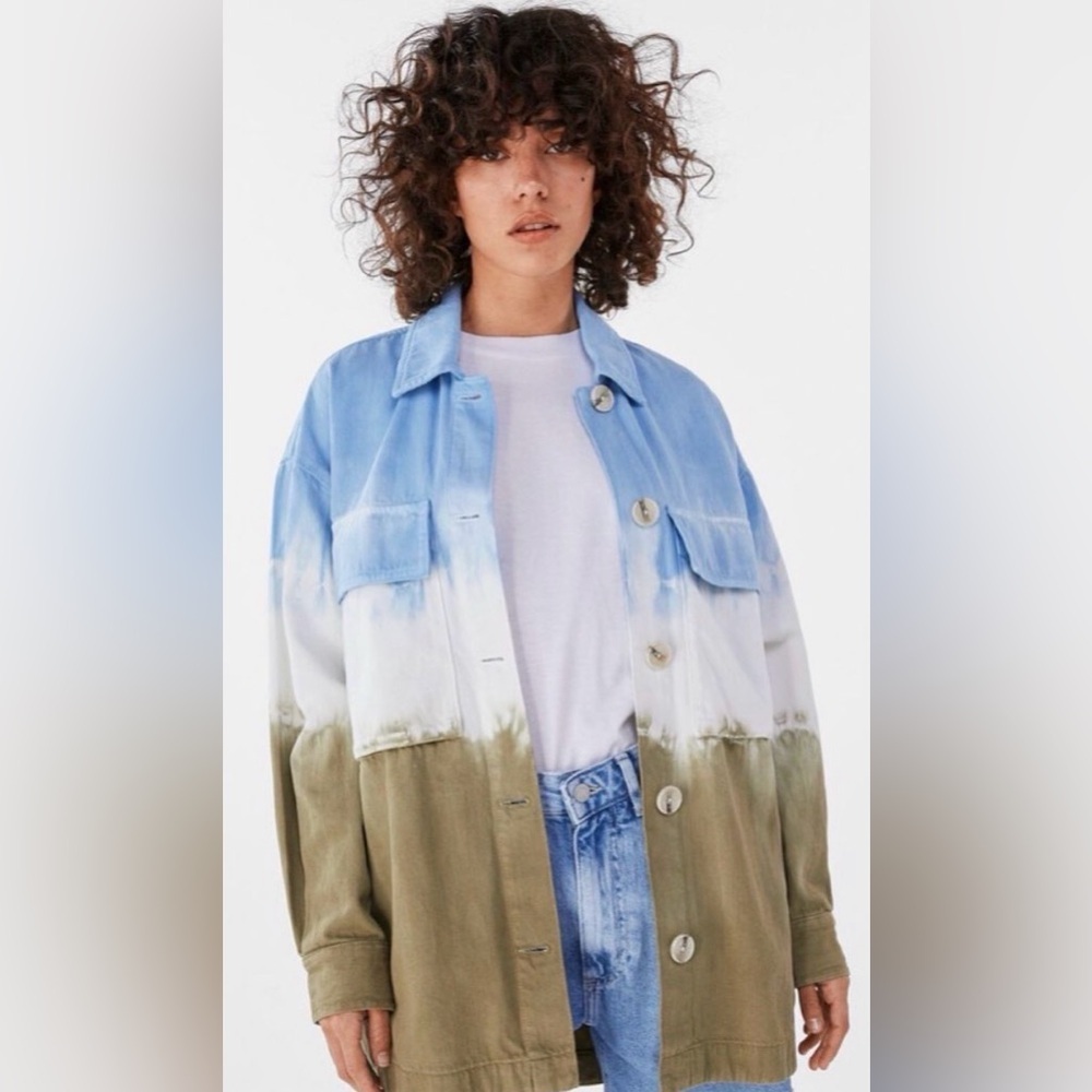 Bershka Oversized Tie-Dye Denim Jacket